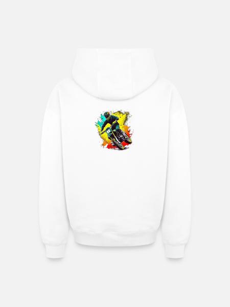 Motocross Farbexplosion - Oversized Heavyweight Unisex Zip Hoodie - Weiß