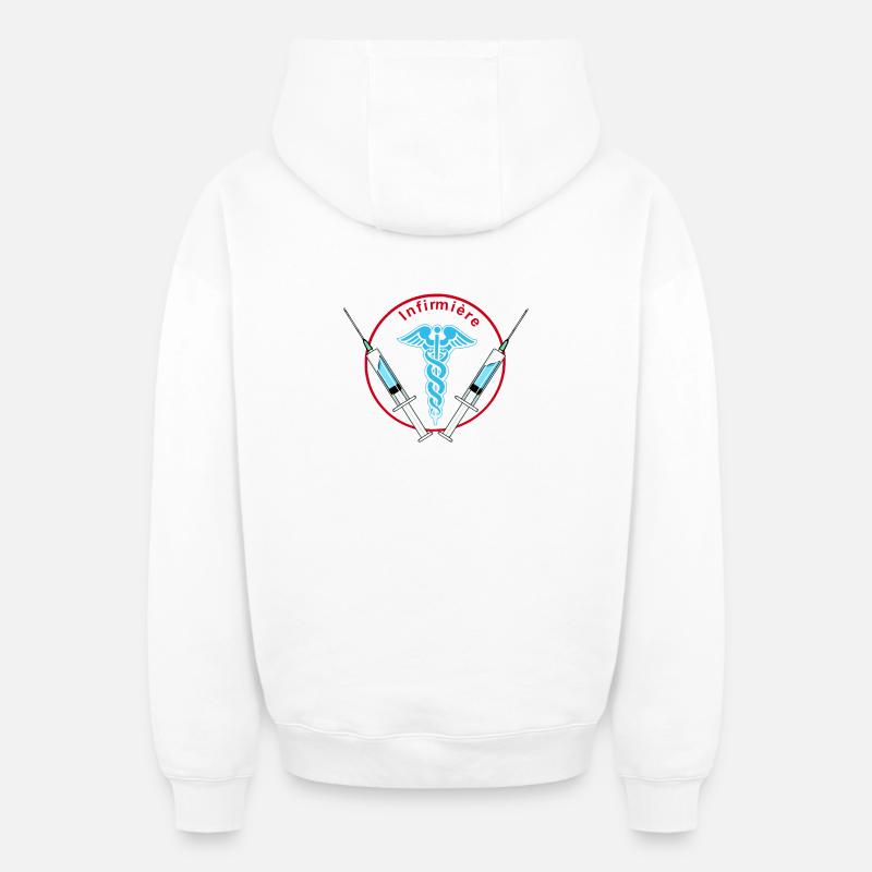 Infirmière - Sweat à capuche unisexe zippé oversize épais SPREAD - blanc