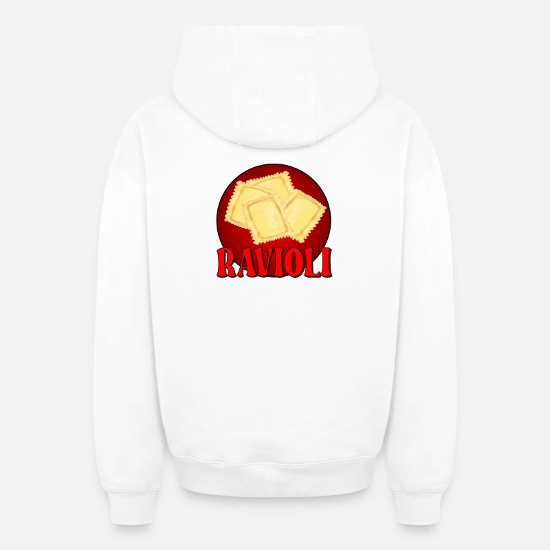 PÂTES RAVIOLIS - ITALIE - Sweat à capuche unisexe zippé oversize épais SPREAD - blanc
