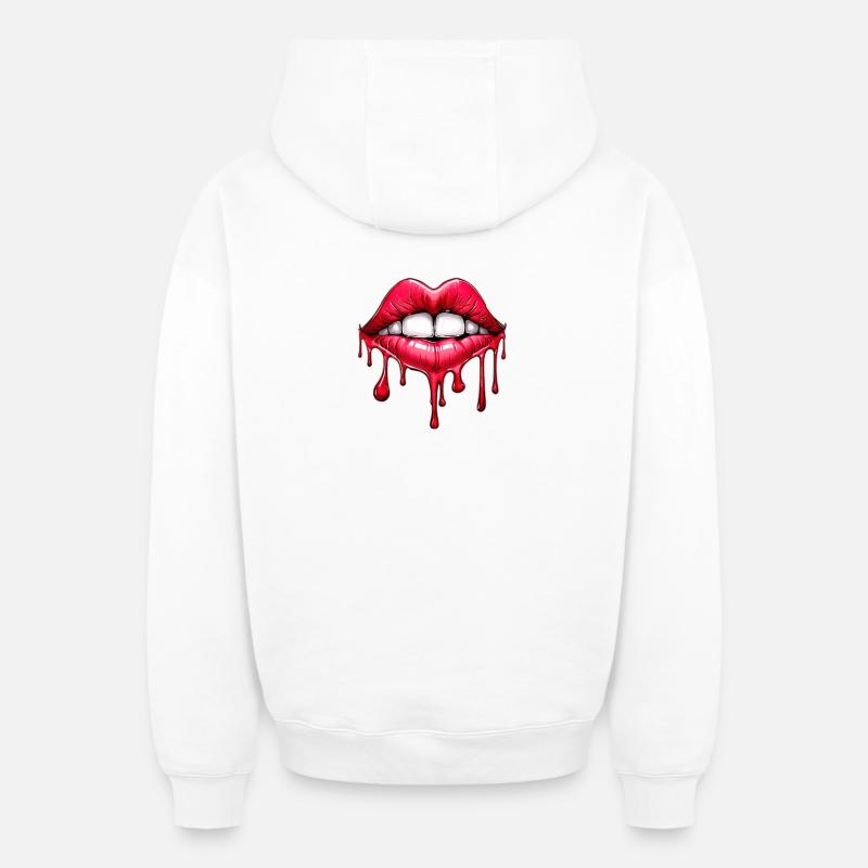Lèvres - Sweat à capuche unisexe zippé oversize épais SPREAD - blanc