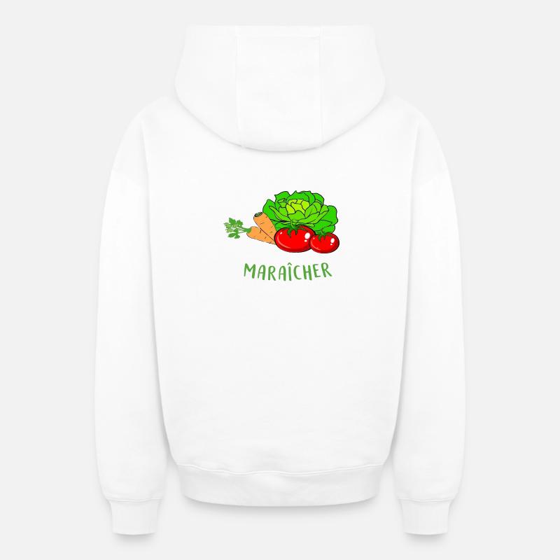 Maraicher - Sweat à capuche unisexe zippé oversize épais SPREAD - blanc