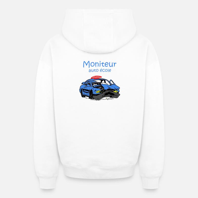 Moniteur auto-école - Sweat à capuche unisexe zippé oversize épais SPREAD - blanc
