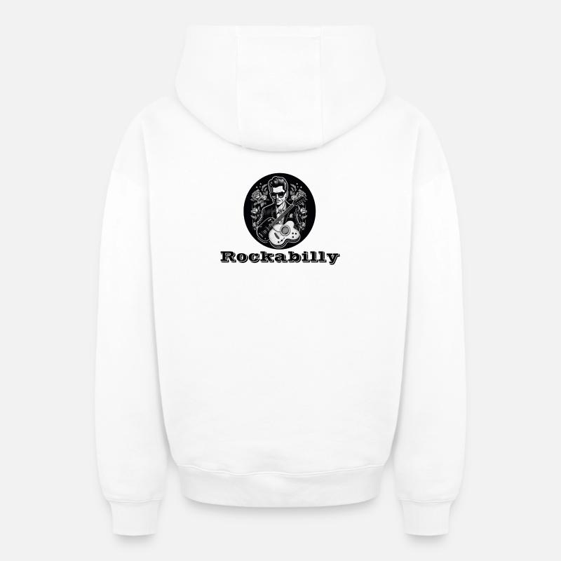 Rockabilly - Sweat à capuche unisexe zippé oversize épais SPREAD - blanc