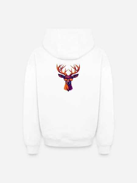 Retro Deer Revolt - Oversized Heavyweight Unisex Zip Hoodie - white