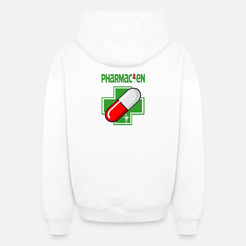Pharmatien - Sweat à capuche unisexe zippé oversize épais SPREAD - blanc