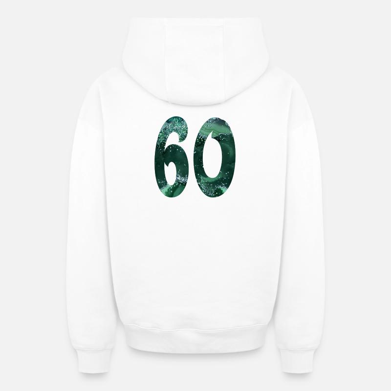 Numéro 60 - 60e anniversaire - Sweat à capuche unisexe zippé oversize épais SPREAD - blanc