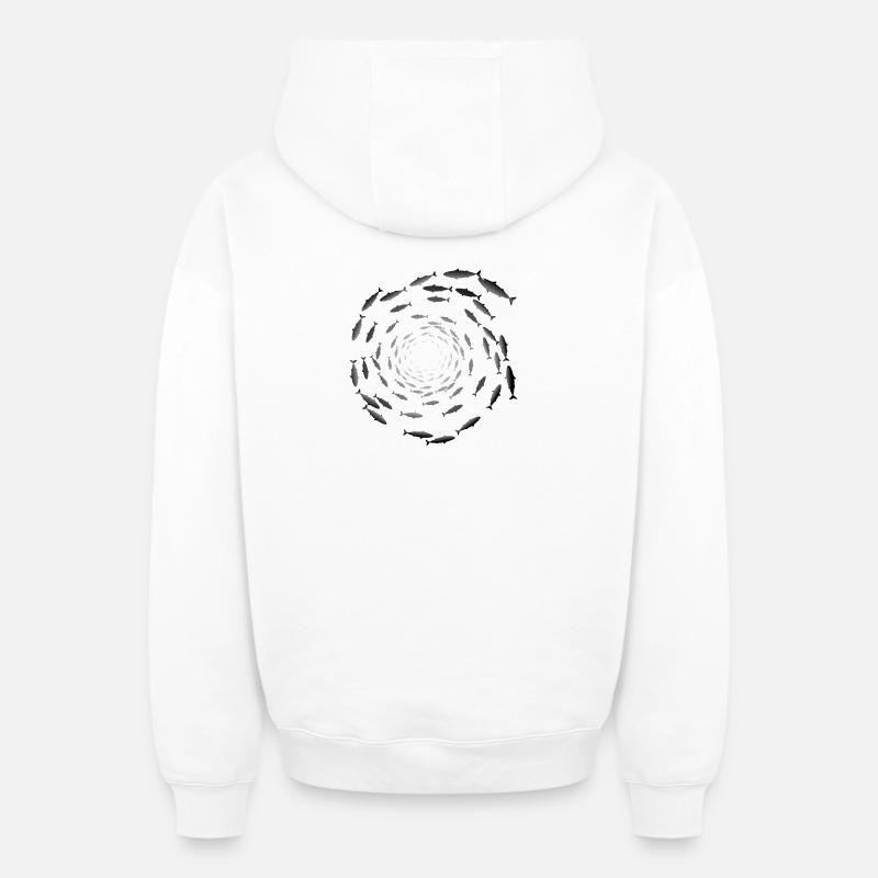 Fischschwarm - Oversized Heavyweight Unisex Zip Hoodie - Weiß