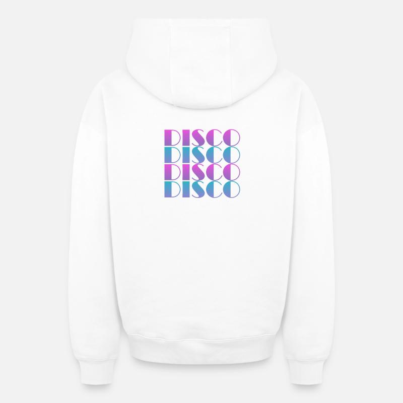 Vibrant Disco Text Pattern Design - Oversized Heavyweight Unisex Zip Hoodie - white