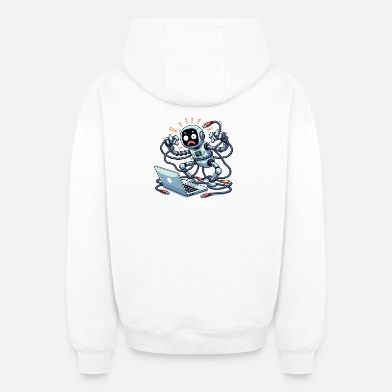 Robo-hackers - Sweat à capuche unisexe zippé oversize épais SPREAD - blanc