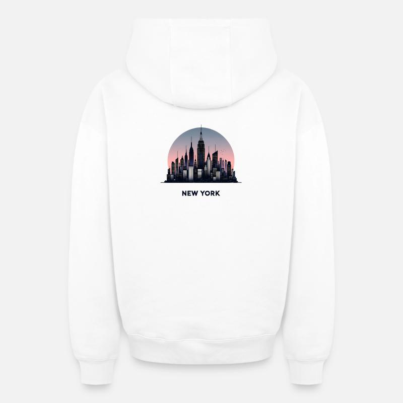 New York - Sweat à capuche unisexe zippé oversize épais SPREAD - blanc