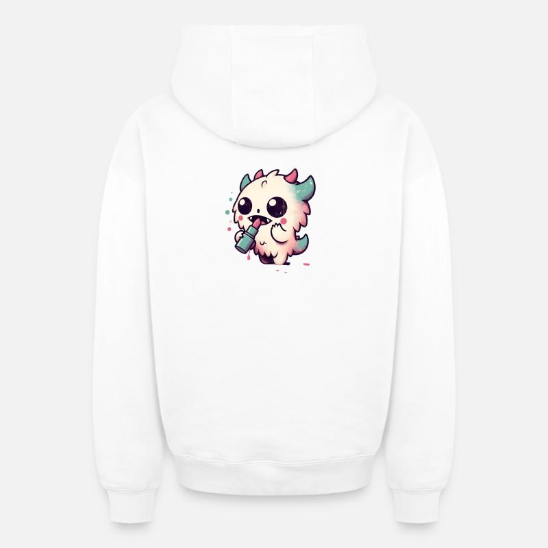 Maquillage et monstres - Sweat à capuche unisexe zippé oversize épais SPREAD - blanc