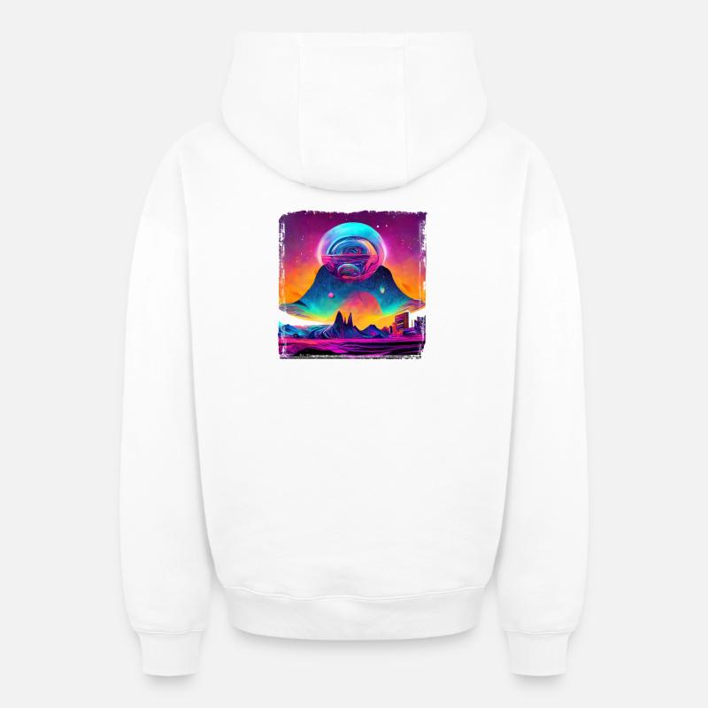 Fantaisie spatiale - Sweat à capuche unisexe zippé oversize épais SPREAD - blanc