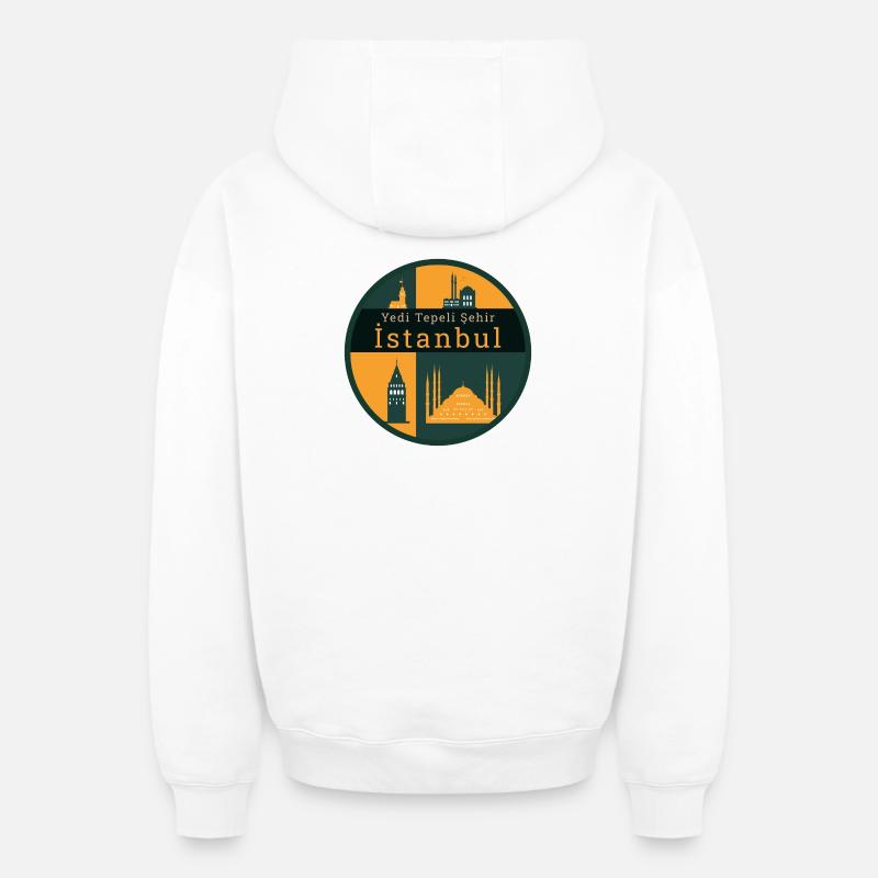 Istanbul : Seven Hills City - Sweat à capuche unisexe zippé oversize épais SPREAD - blanc