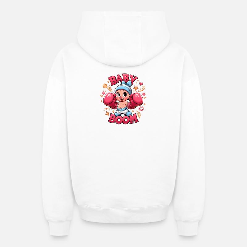 Baby Boom - Sweat à capuche unisexe zippé oversize épais SPREAD - blanc