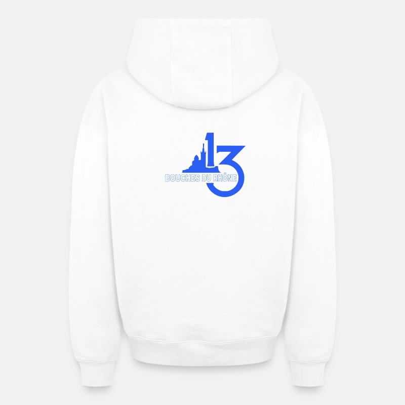 Bouches du Rhône - Sweat à capuche unisexe zippé oversize épais SPREAD - blanc