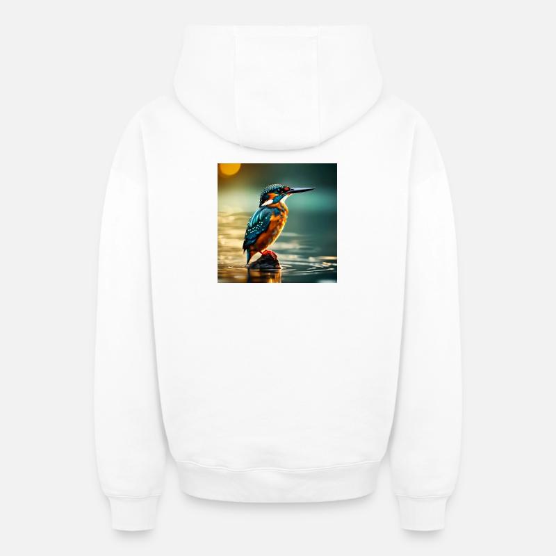 Martin Pêcheur - Sweat à capuche unisexe zippé oversize épais SPREAD - blanc