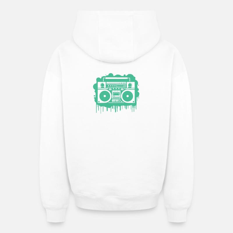 Cyan Ghettoblaster (durchsichtig) - Oversized Heavyweight Unisex Zip Hoodie - Weiß