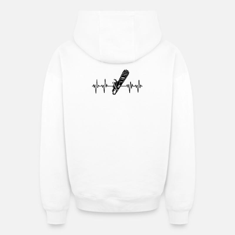 Scie bûcheron tronçonneuse menuiserie menuiserie - Sweat à capuche unisexe zippé oversize épais SPREAD - blanc