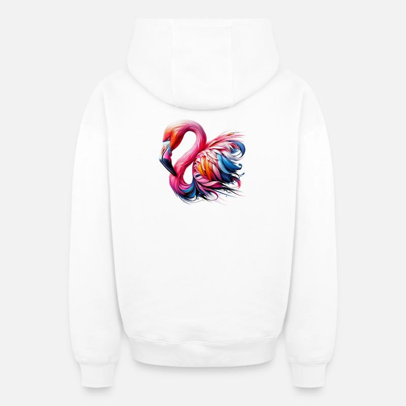 Flamant - Sweat à capuche unisexe zippé oversize épais SPREAD - blanc