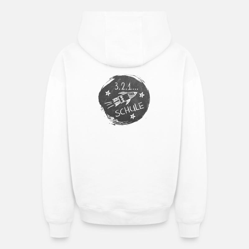 Schulstart - 3-2-1-Schule | Rakete Tafeloptik - Oversized Heavyweight Unisex Zip Hoodie - Weiß