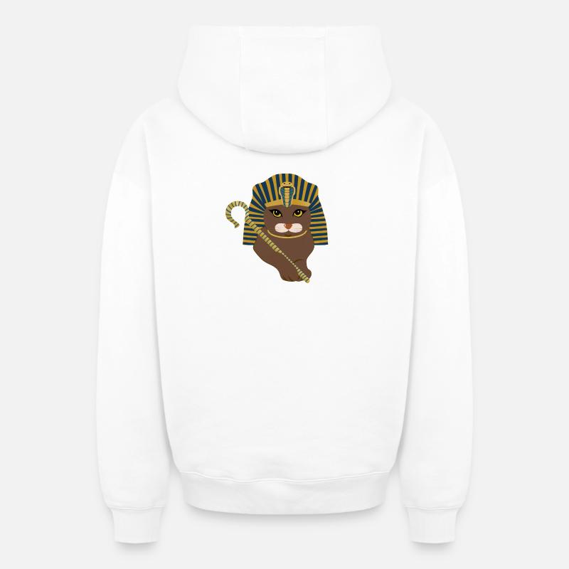 Chat pharaon - Sweat à capuche unisexe zippé oversize épais SPREAD - blanc