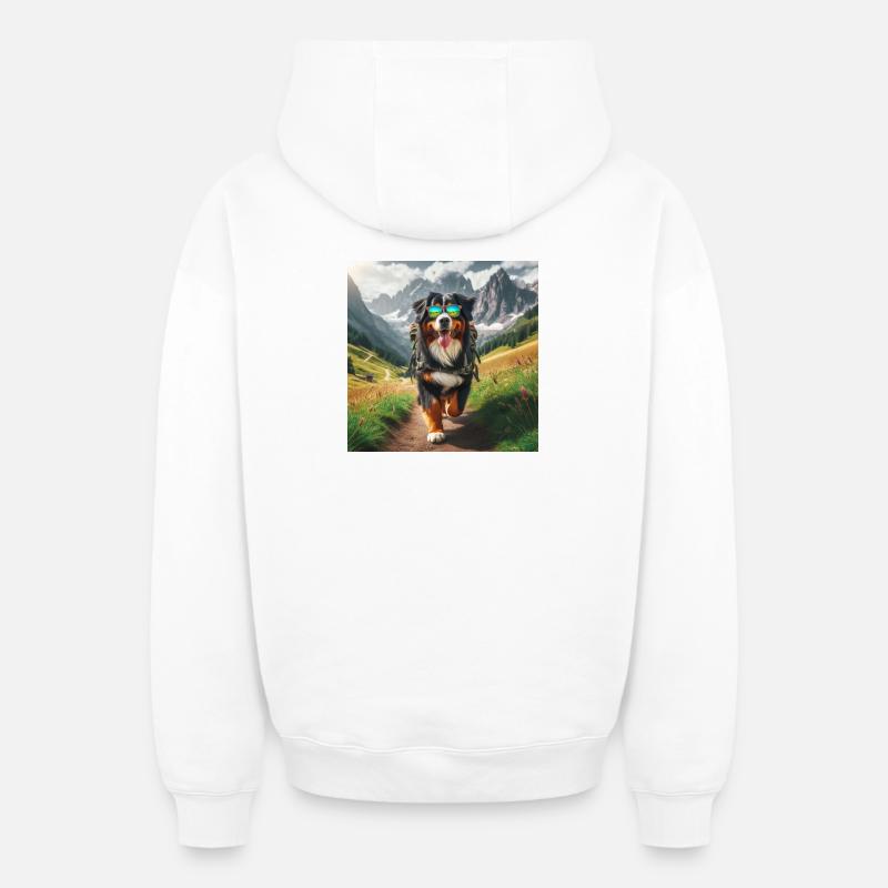Bouvier bernois - Sweat à capuche unisexe zippé oversize épais SPREAD - blanc