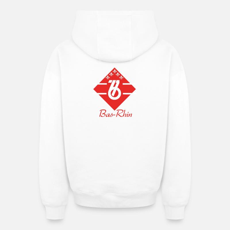 Bas-Rhin - Sweat à capuche unisexe zippé oversize épais SPREAD - blanc