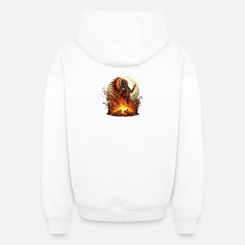 Sagesse amérindienne - Sweat à capuche unisexe zippé oversize épais SPREAD - blanc
