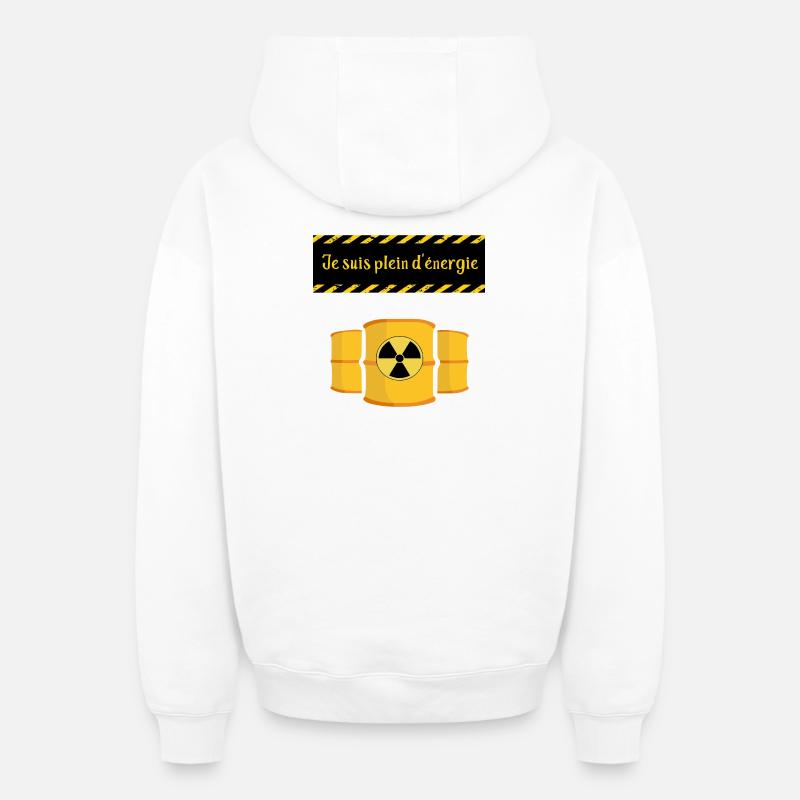 Je suis plein d'énergie - Sweat à capuche unisexe zippé oversize épais SPREAD - blanc