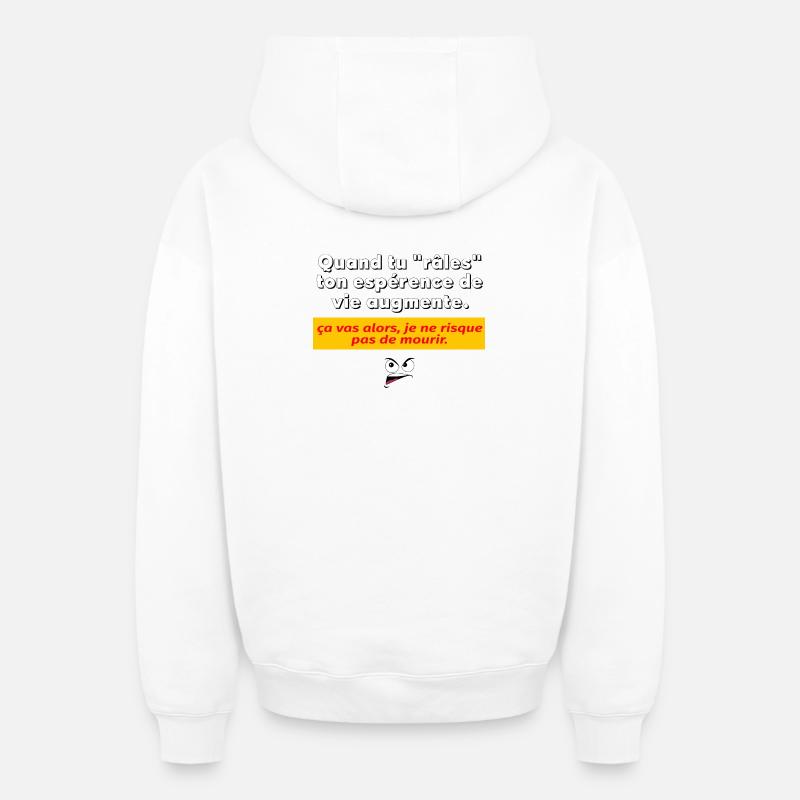 Quand tu râles - Sweat à capuche unisexe zippé oversize épais SPREAD - blanc