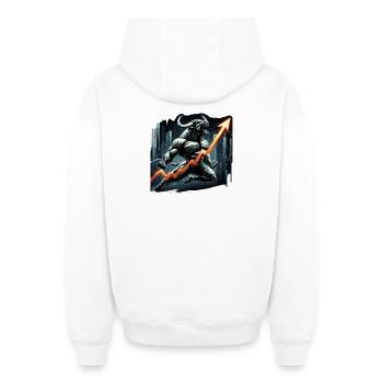 Finance Actions Taureau Wall Street Cadeau - Sweat à capuche unisexe zippé oversize épais SPREAD - blanc - Dos - AI Model Male 178 light (178cm)
