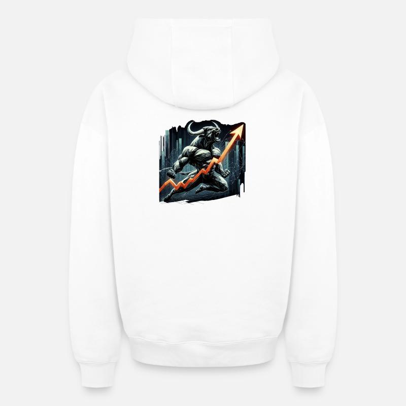 Finance Actions Taureau Wall Street Cadeau - Sweat à capuche unisexe zippé oversize épais SPREAD - blanc