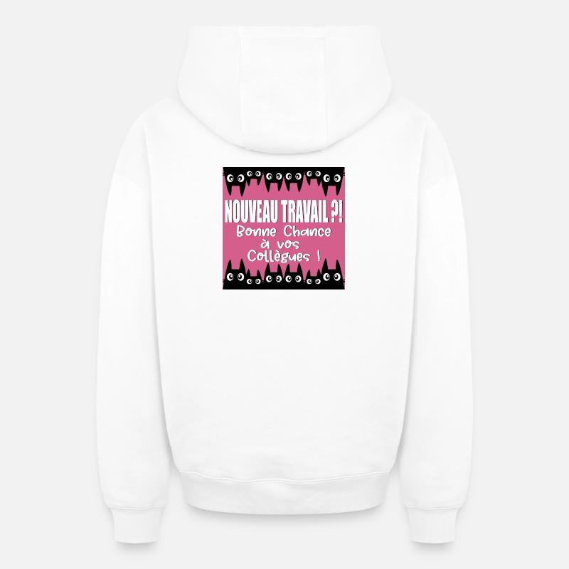 BONNE CHANCE COLLÈGUES - Sweat à capuche unisexe zippé oversize épais SPREAD - blanc
