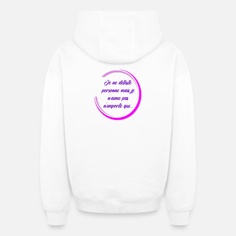 Je ne déteste personne - Sweat à capuche unisexe zippé oversize épais SPREAD - blanc