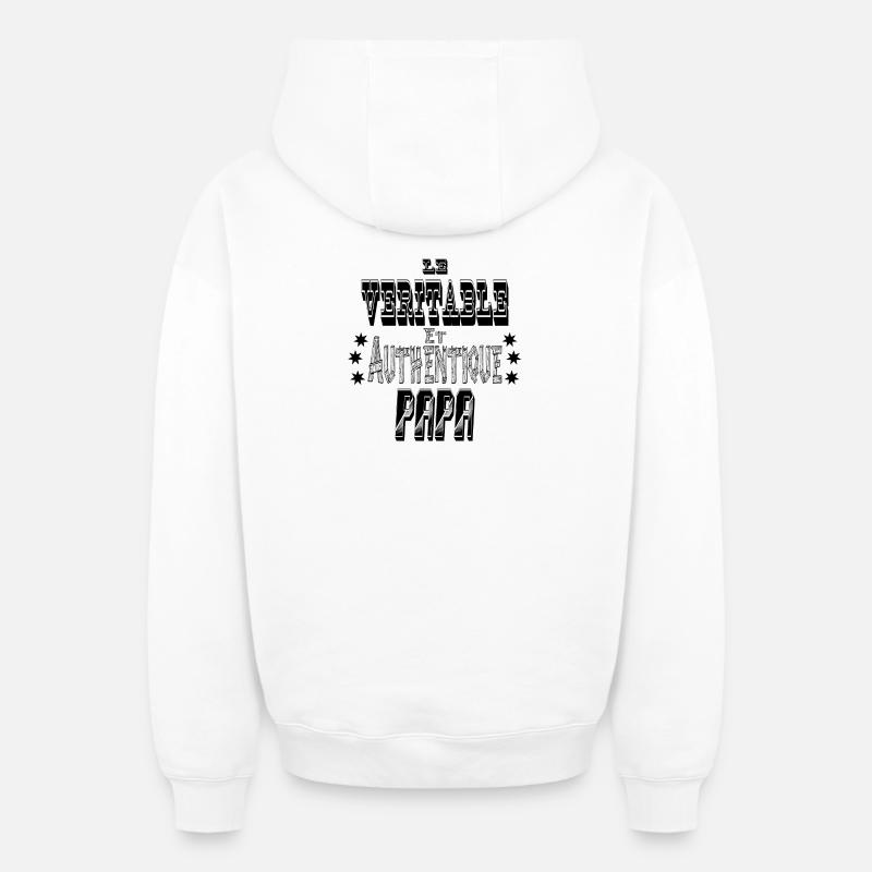 Le Véritable et Authentique Papa - Sweat à capuche unisexe zippé oversize épais SPREAD - blanc