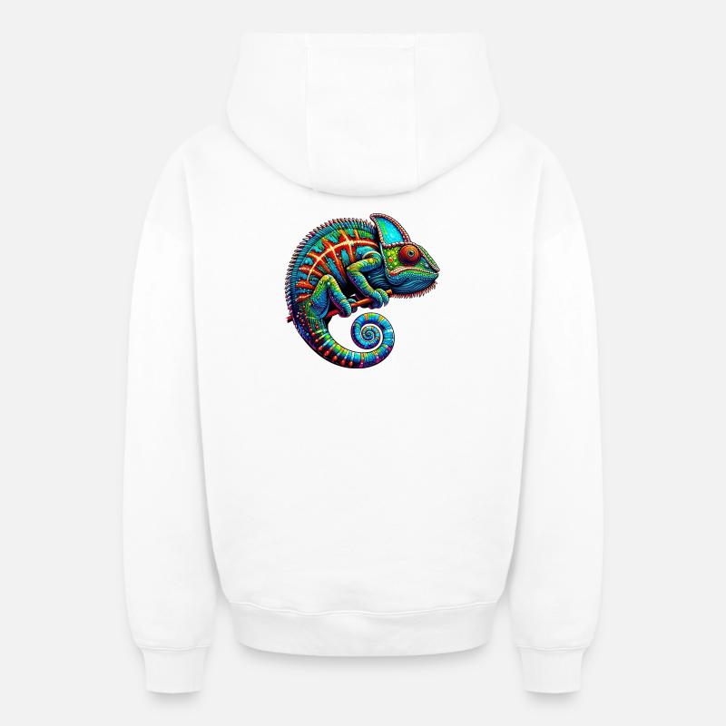 Caméléon - Sweat à capuche unisexe zippé oversize épais SPREAD - blanc