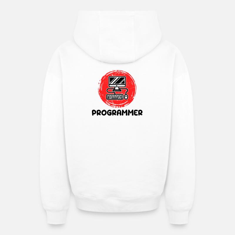 Développeur informatique Programmeur Code Scripting - Sweat à capuche unisexe zippé oversize épais SPREAD - blanc
