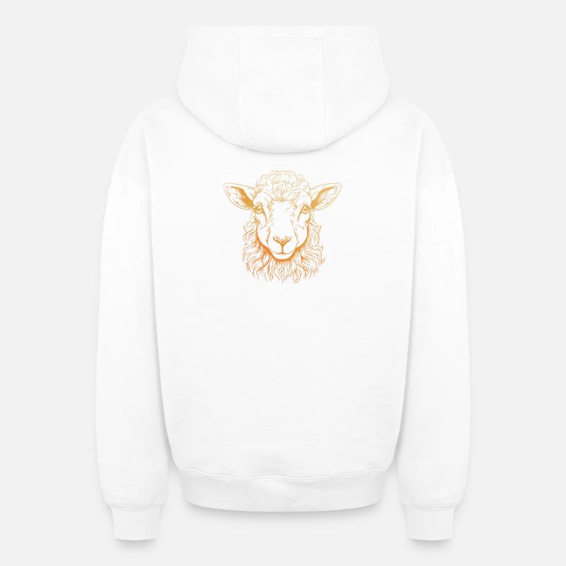 Portrait d’agneau - Sweat à capuche unisexe zippé oversize épais SPREAD - blanc