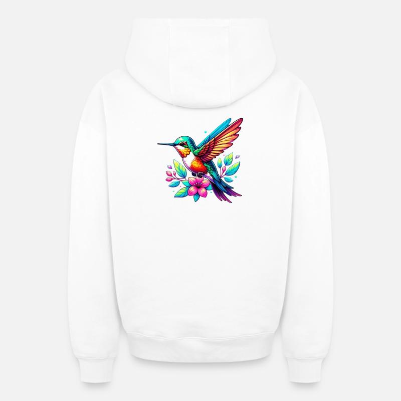 Colibri - Sweat à capuche unisexe zippé oversize épais SPREAD - blanc