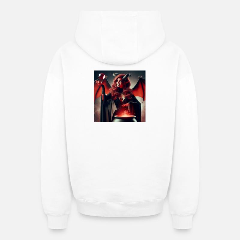 She-Devil - Oversized Heavyweight Unisex Zip Hoodie - white