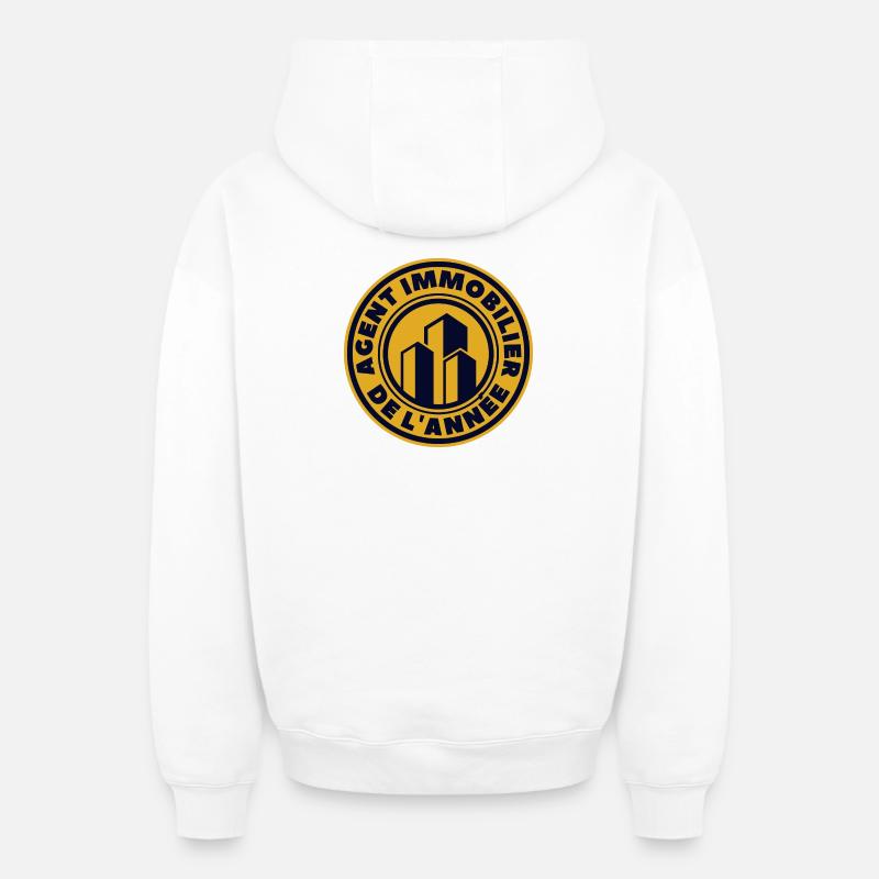 agent immobilier de l'année - Sweat à capuche unisexe zippé oversize épais SPREAD - blanc