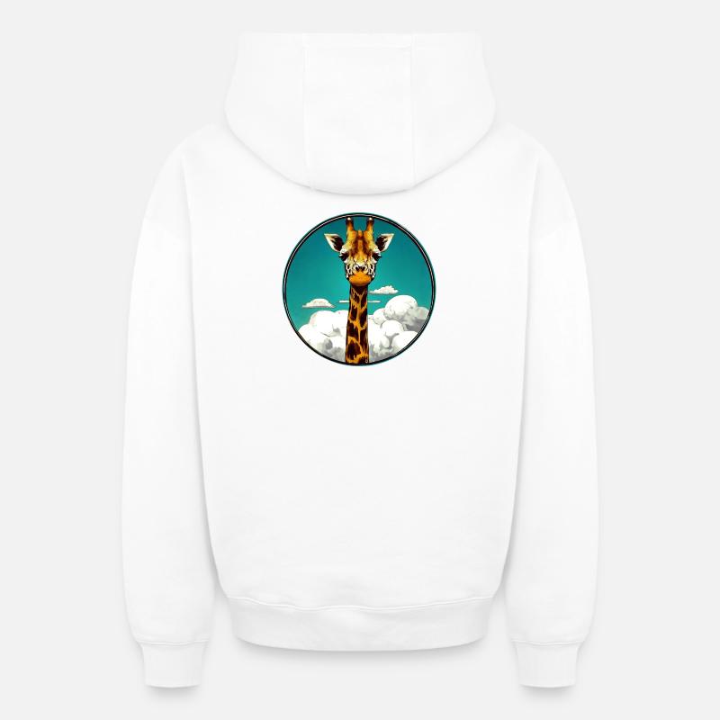Girafe - Sweat à capuche unisexe zippé oversize épais SPREAD - blanc