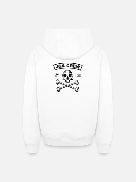 JGA Crew - Skull and Bones - Oversized Heavyweight Unisex Zip Hoodie - Weiß