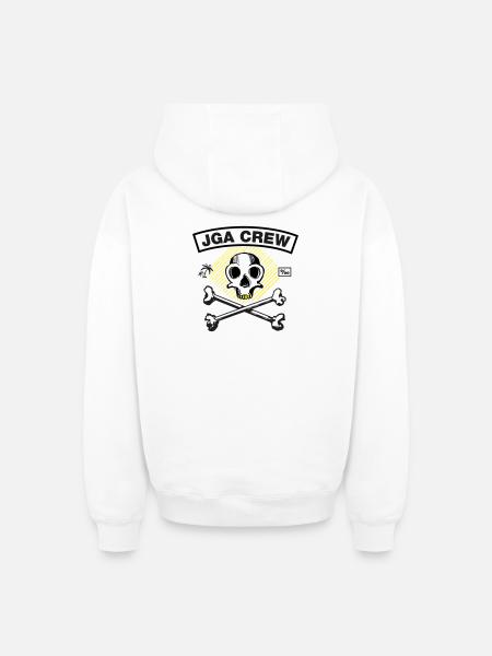 JGA Crew - Skull and Bones - Oversized Heavyweight Unisex Zip Hoodie - Weiß