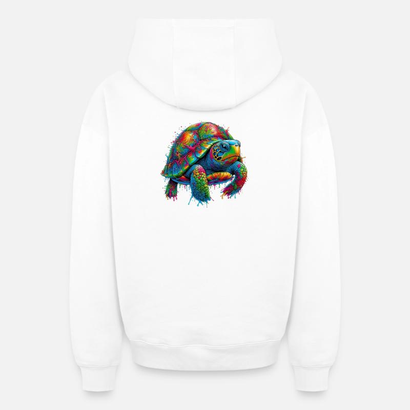 Tortue - Sweat à capuche unisexe zippé oversize épais SPREAD - blanc