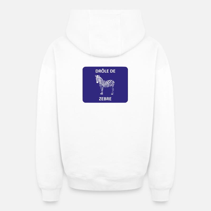 Drôle de zèbre - Sweat à capuche unisexe zippé oversize épais SPREAD - blanc