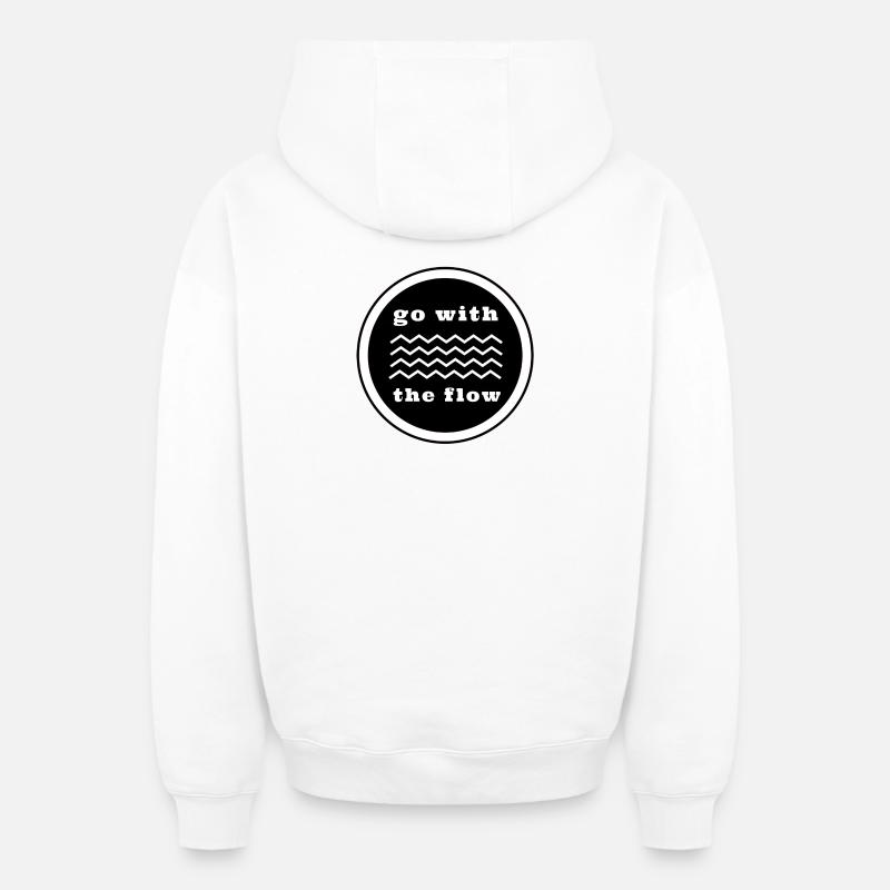 Nager - Suivre le courant - Sweat à capuche unisexe zippé oversize épais SPREAD - blanc