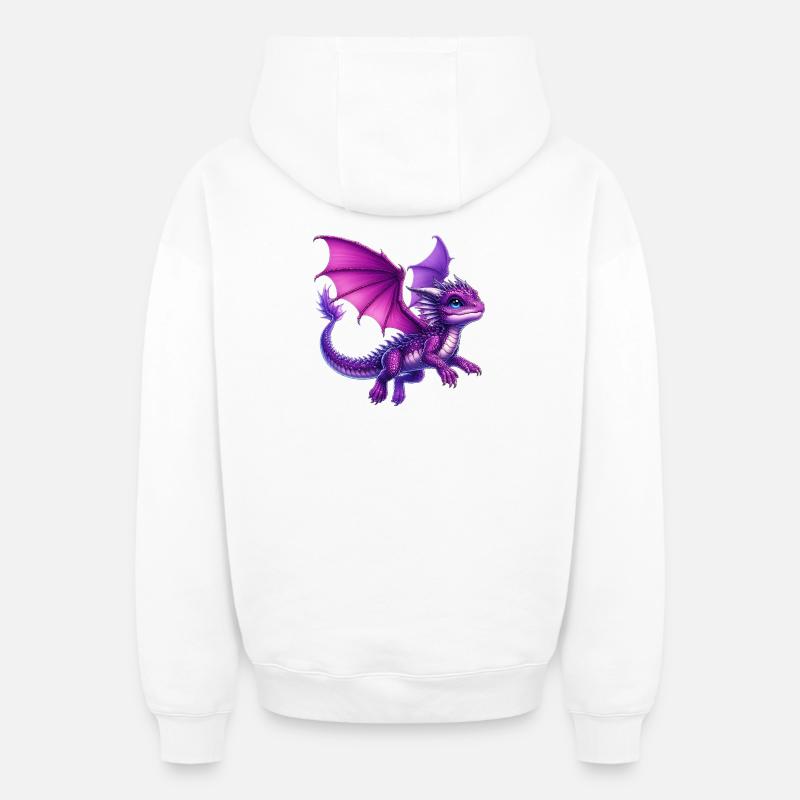Dragon - Sweat à capuche unisexe zippé oversize épais SPREAD - blanc
