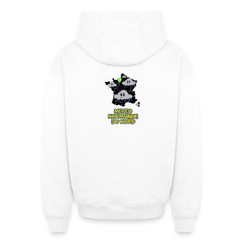 Météo normande du nord - Sweat à capuche unisexe zippé oversize épais SPREAD - blanc - Dos - AI Model Male 178 light (178cm)