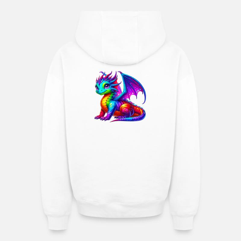 Dragon - Sweat à capuche unisexe zippé oversize épais SPREAD - blanc